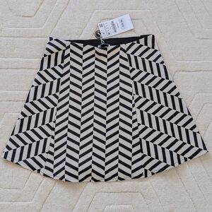 Zara Black and White Chevron Skater Skirt M
